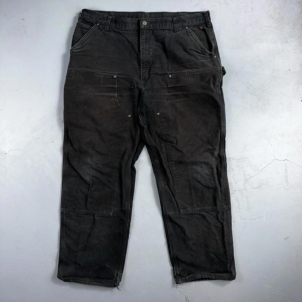 Carhartt VTG Double Knee Carpenter Pants Mexico B01 B136 BLK Black Act 40x32